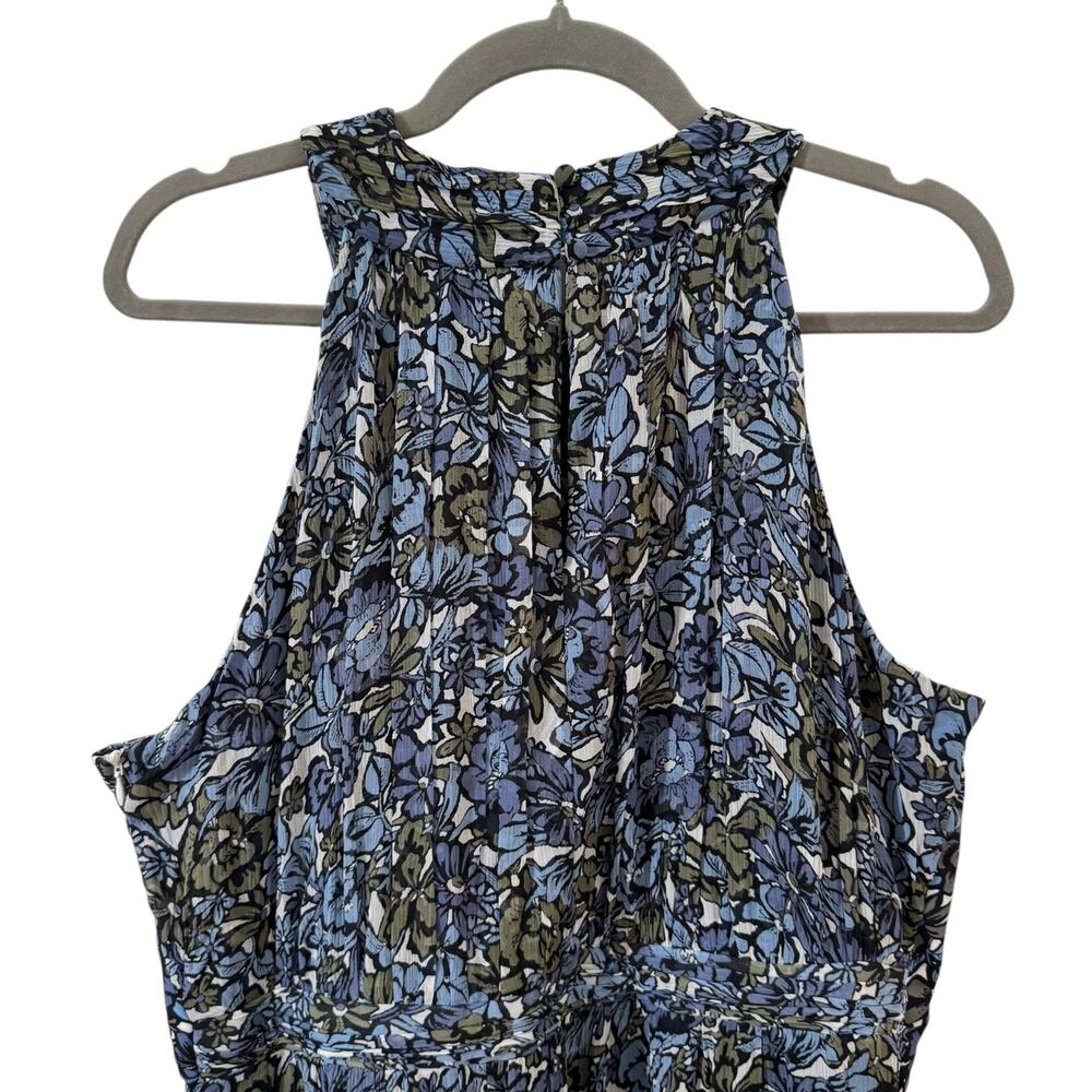 Veronica Beard Florencia Floral Print Silk Chiffon Maxi Dress Blue Size 12 - Picture 8 of 10